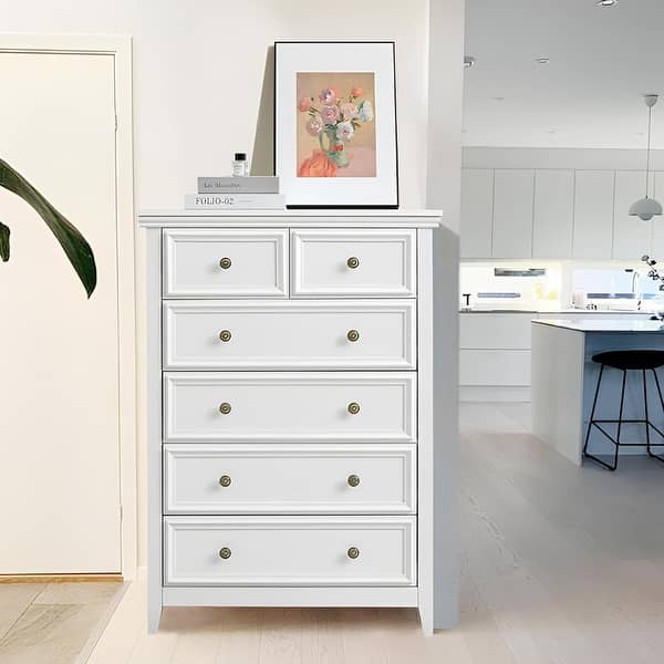 MIDODO White Tall Skinny Dresser for Bedroom, 6 Drawer Dresser & Chest MIDODO White Tall Skinny Dresser for Bedroom, 6 Drawer Dresser & Chest