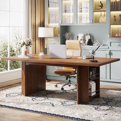 63-in Large Executive Desk, Home Office Desk Large Computer Writing Table with Storage