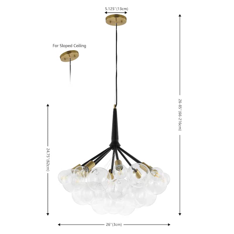 SAFAVIEH Lighting Exa Modern 8-Light Adjustable Chandelier (LED Bulbs Included) - 44.5 In. W x 6 In. D x 13-43 In. H - Multi