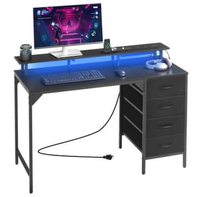 47" RGB Computer Desk with Adjustable Feet and Reinforced Steel Frame 4 Drawers for Office Storage