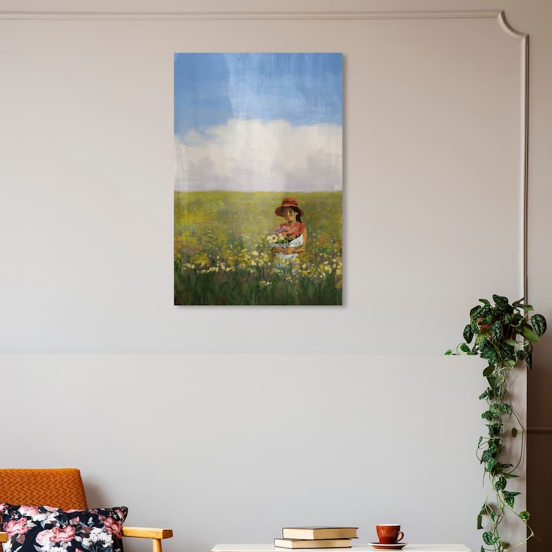 Wynwood Studio Canvas Floral and Botanical Cassia s Flowers Green and Celeste Rustic Wall Art Canvas Print - 20 x 30