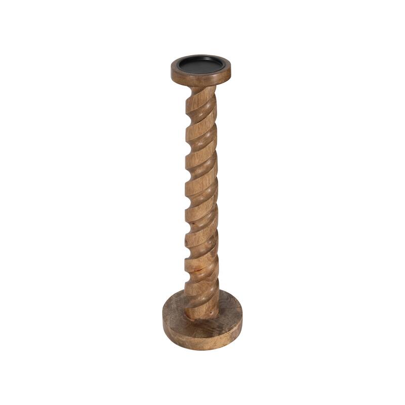 Sagebrook Home Mango Wood Spiral Candleholder - Elegant Home Decor