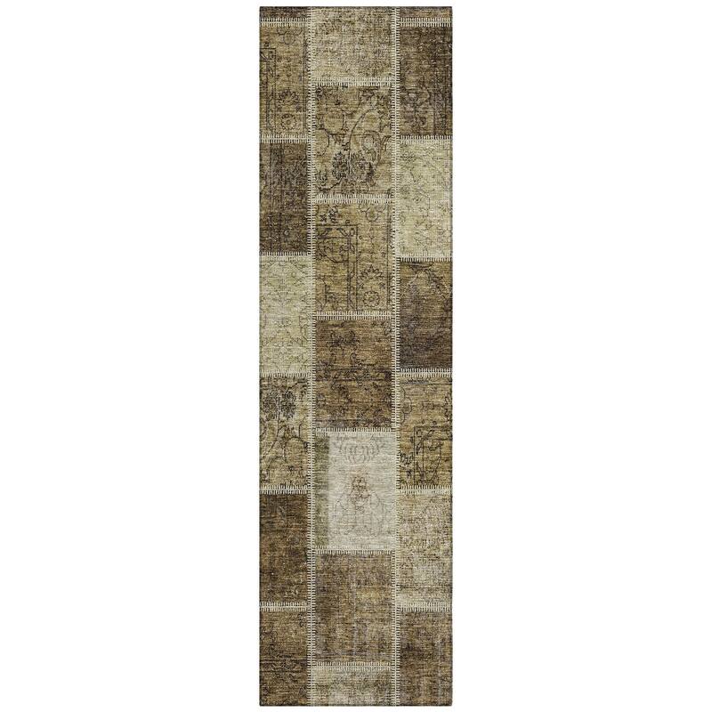 Machine Washable Indoor/ Outdoor Chantille Traditional Patchwork Rug
