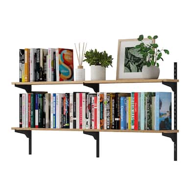 Wallniture Turin 48" Adjustable Shelves, Floating Bookshelves for Wall Decor, Real Wood Boards, Wall Mounted, 2,3 or 4 Tier