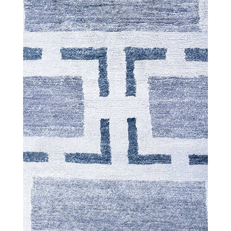 Modern One-of-a-Kind Hand-Knotted Area Rug, Blue - 9' 0" x 11' 10"