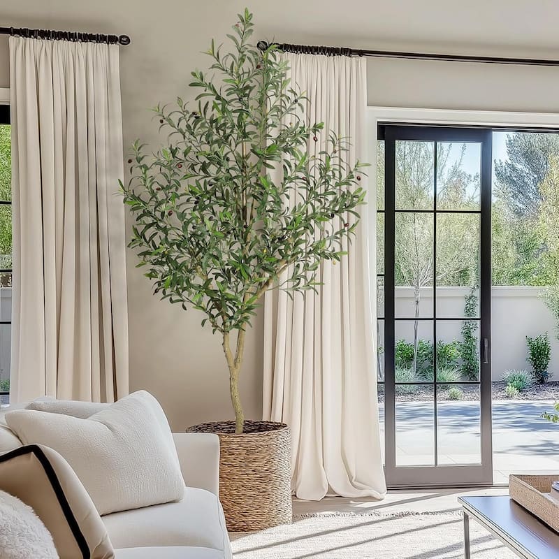 Faux Artificial Olive Tree for Home Office Living Room Decor - 7 ft
