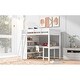preview thumbnail 3 of 32, Full Size Loft Bed with Desk, Storage Shelves and 2 Sliding Doors, Multifunctional Kids Bed Frame with Ladder and Guardrail