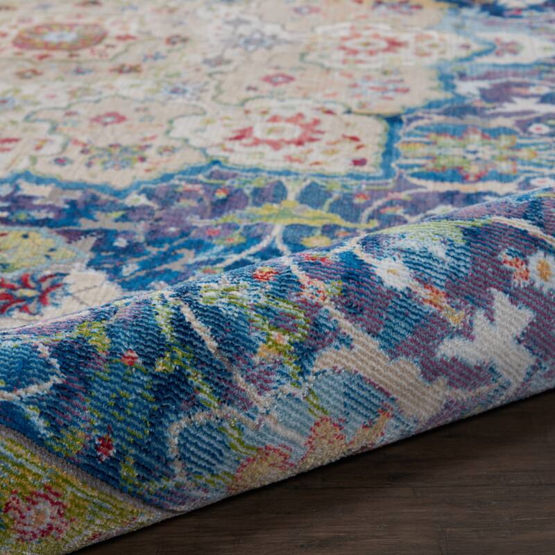Janey Power Loomed Distressed Floral Traditional Non Skid Area Rug By HomeRoots - 90' X '63' X '0.5