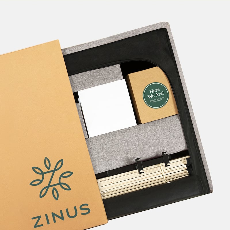 Priage by ZINUS Beige Metal Platform Bed with Reclining Headboard and USB Ports
