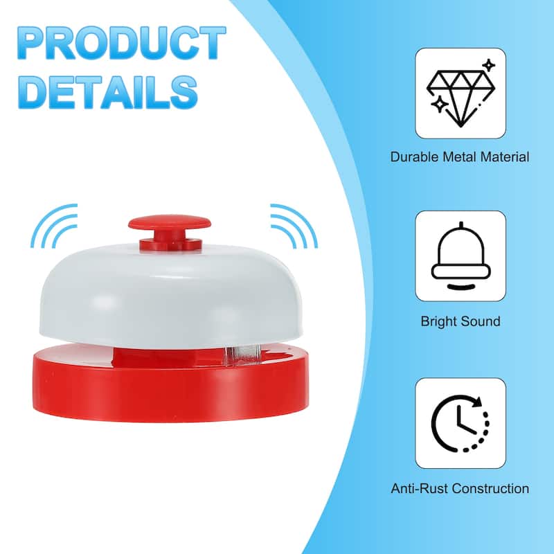 2 Pcs Desk Call Bell 2.5" Diameter with Metal Anti-Rust Construction - 2.52 x 1.73 inch (Dia*H)