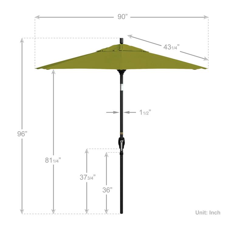 California Umbrella 7.5' Round Crank Lift Push Button Tilt Black Aluminum Patio Umbrella with Pacifica Pacific Blue Fabric