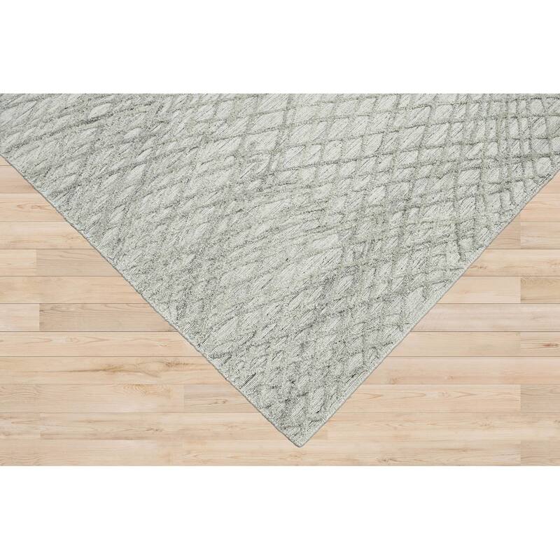 Hand Knotted Textured Gray Tibetan 100% Wool Modern Oriental Area Rug - 8' 1'' x 10'