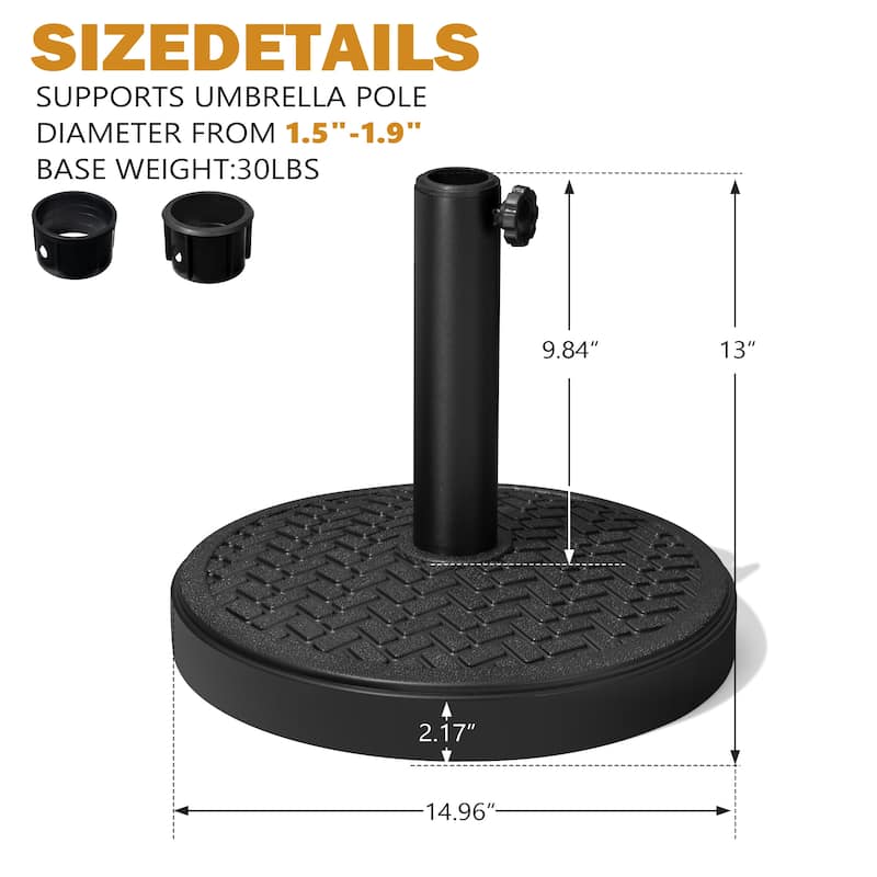 VredHom 30/45 LBS Heavy Duty Patio Market Umbrella Base