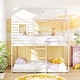 preview thumbnail 4 of 7, Gymax Twin over Twin House Bunk Bed Low-to-ground Bed Frame w/ Roof