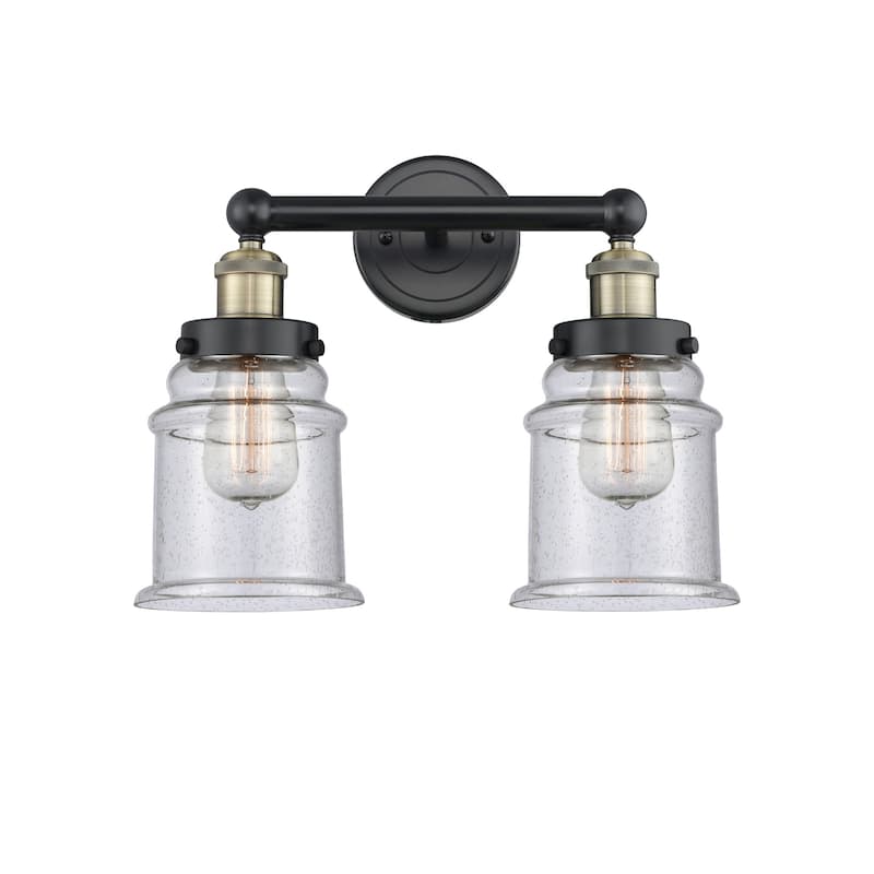 Innovations Lighting 616-2W-13-15 Canton Vanity Canton 2 Light 15" - Black Antique Brass / Seedy