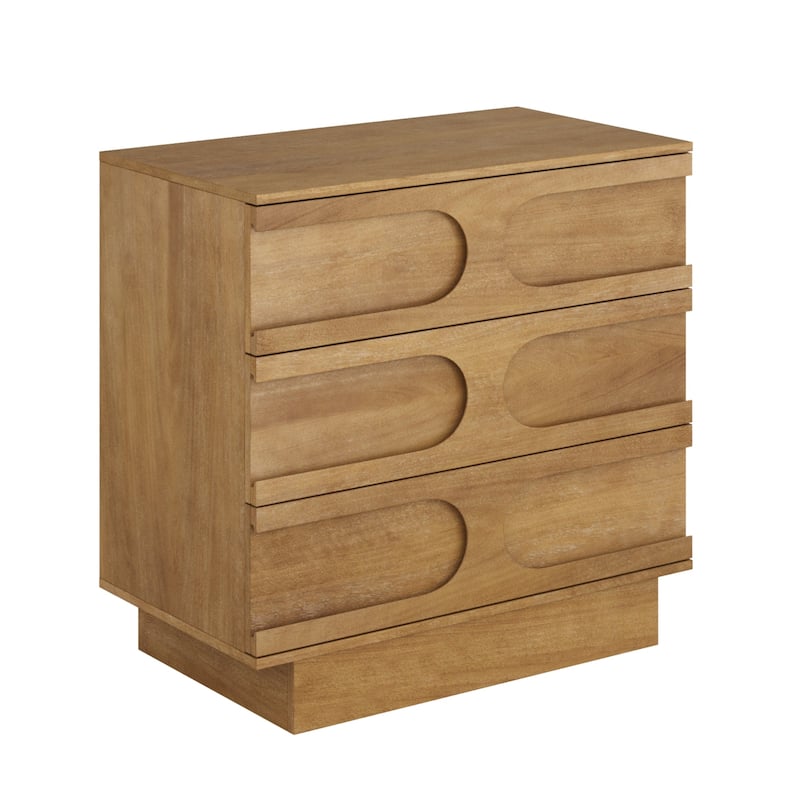 Iris 3 Drawer Dresser, Mid-Century Modern Solid Wood Dresser for Bedroom