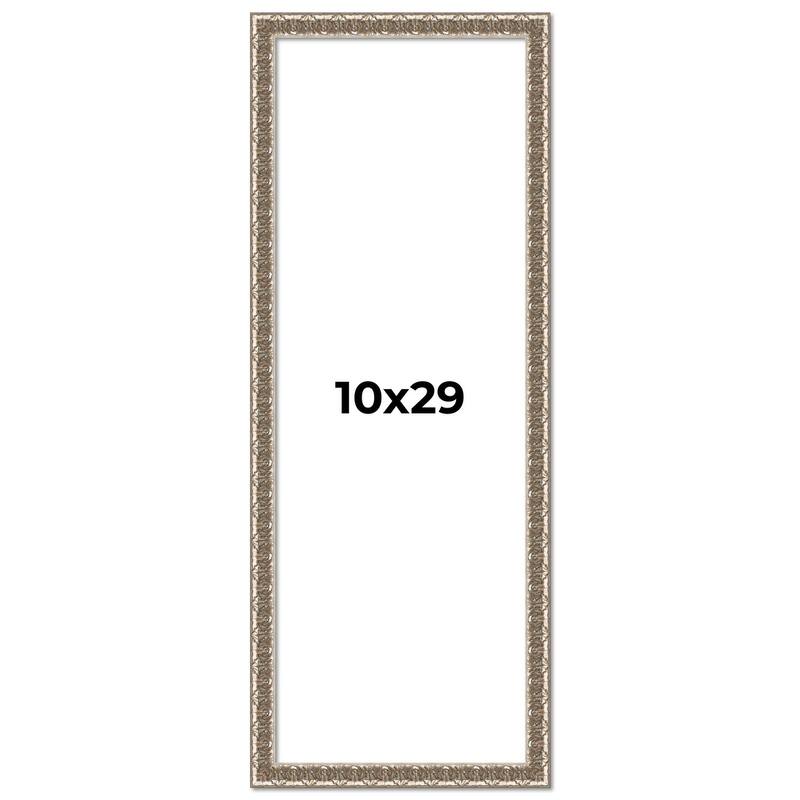 10x29 Frame Silver Versailles Ornate Solid Wood Picture Frame | 1 Inch