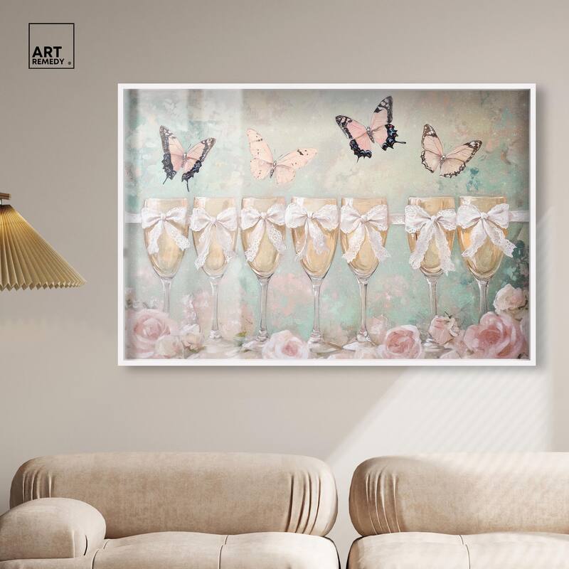 Champagne Mint and Pink Glass Shadowbox by Art Remedy
