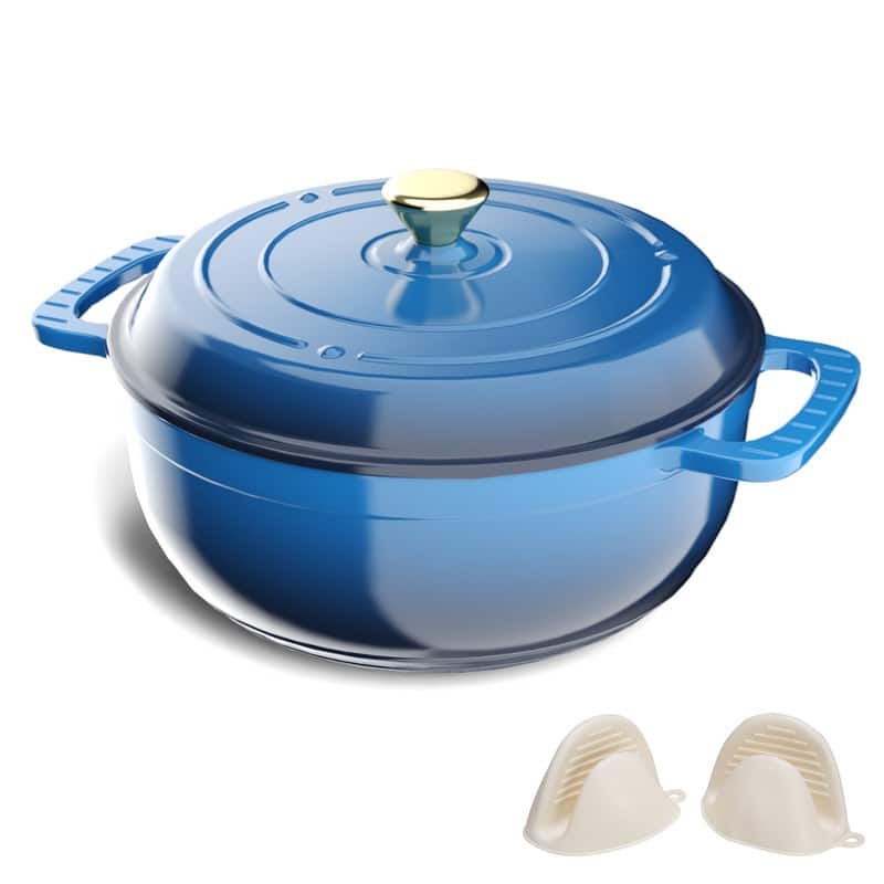 5 QT. Signature Enameled Cast Iron Round Dutch Oven With Lid - Blue