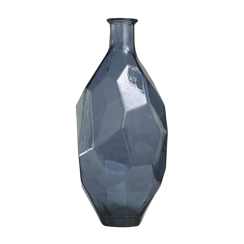 Recycled Glass Handmade Tall Spanish Bottleneck Decorative Vase - Blue, Teal, Clear - Roche River Decor