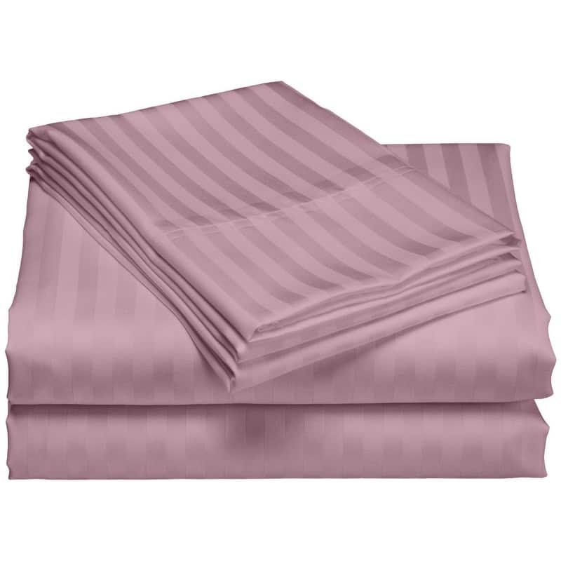 1200 Thread Count Cotton Deep Pocket Luxury Hotel Stripe Sheet Set - Purple - King