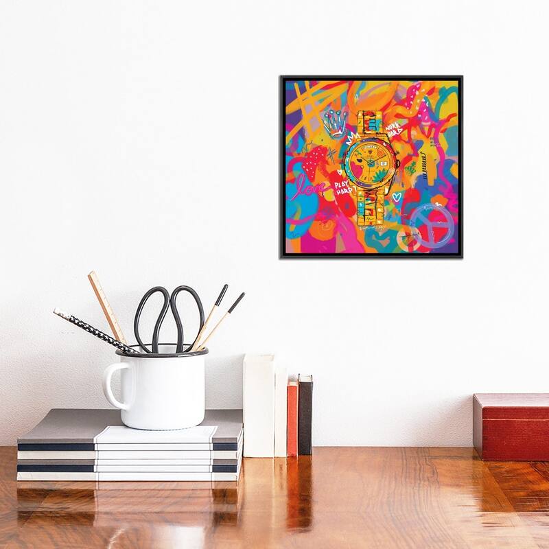iCanvas "Rolex Friday - Hustle Hard (Square)" by NUWARHOL Framed