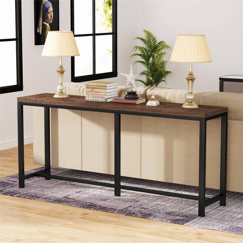 Narrow Long Entryway Table Sofa Table Console Table - Brown