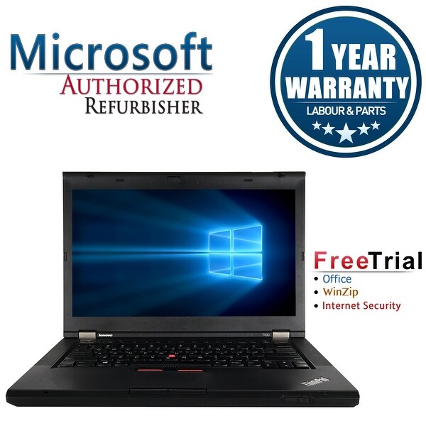 Refurbished Lenovo ThinkPad T430 14.0" Intel Core i5-2520M 2.5GHz 4GB DDR3 320GB DVD Win 10 Pro 64 (1 Year Warranty) - Black
