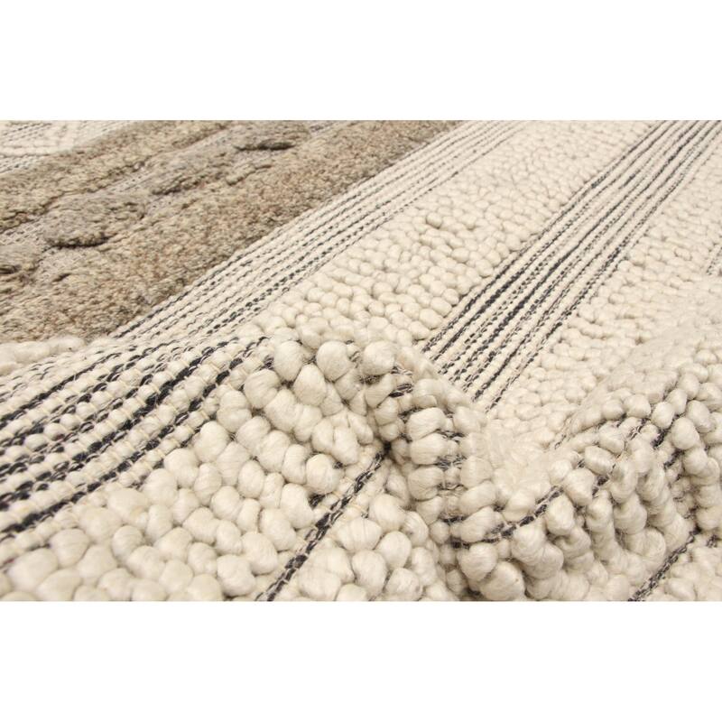 ECARPETGALLERY Braid weave Sienna Cream Wool Rug - 5'0 x 4'10