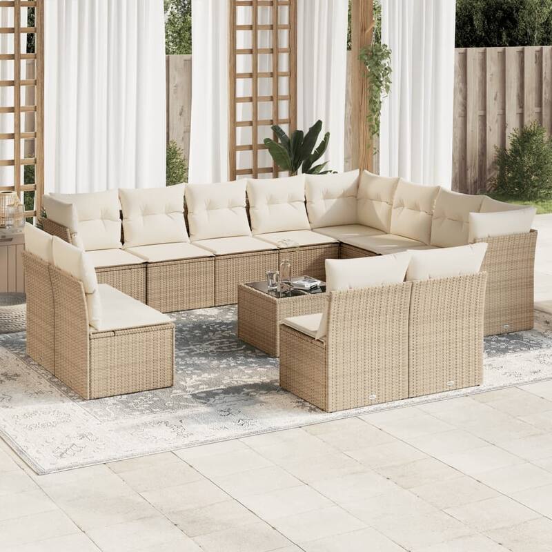 vidaXL Garden Sofa Set Beige, Cream white - 21.7 x 21.7 x 14.6