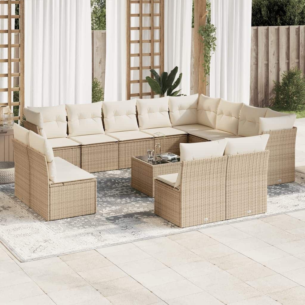 vidaXL Garden Sofa Set Beige, Cream white - 21.7 x 21.7 x 14.6