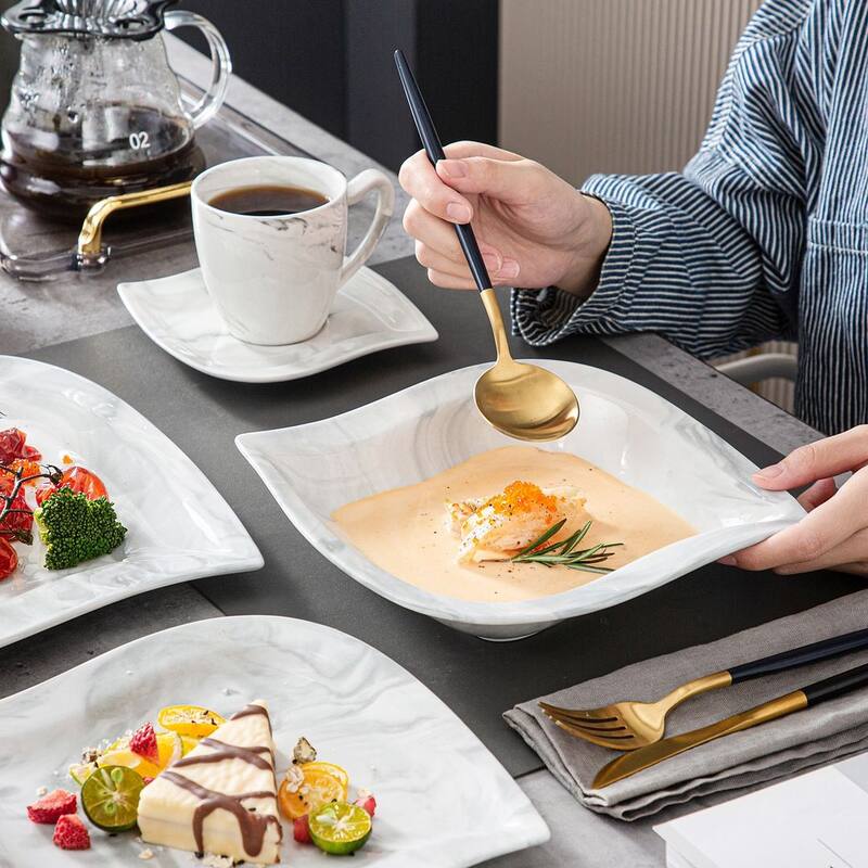 MALACASA Elvira 30-Piece Foliaceous Dinnerware Set (Service for 6)