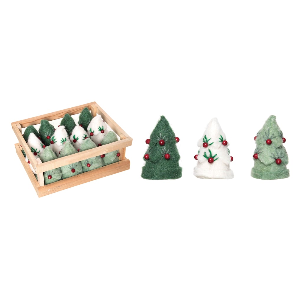 Transpac Foam 8.66 in. Multicolor Christmas Layered Tree Ornament in Crate Set of 12