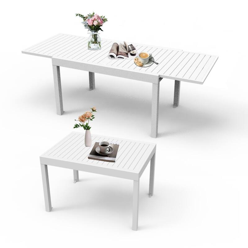 Aluminum Patio Extendable Dining table 35"- 71", Adjustable Indoor Outdoor Patio Dining table with E-Coating for 4-6 Person