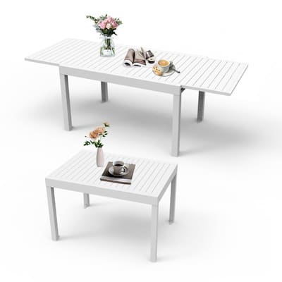 Aluminum Patio Extendable Dining table 35"- 71", Adjustable Indoor Outdoor Patio Dining table with E-Coating for 4-6 Person