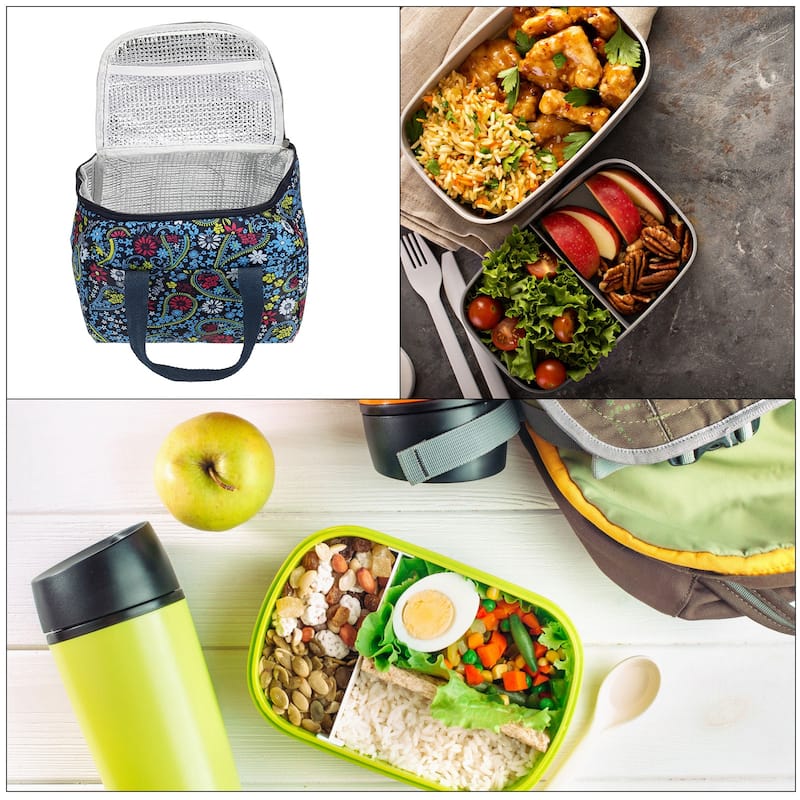 Insulated Lunch Bags, 9"x6"x7" Thermal Lunch Portable Containers Bag - Dark Blue