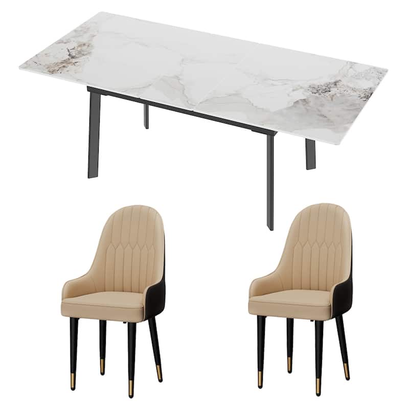 Sintered Stone Top Extendable Table and Chairs Dining Set