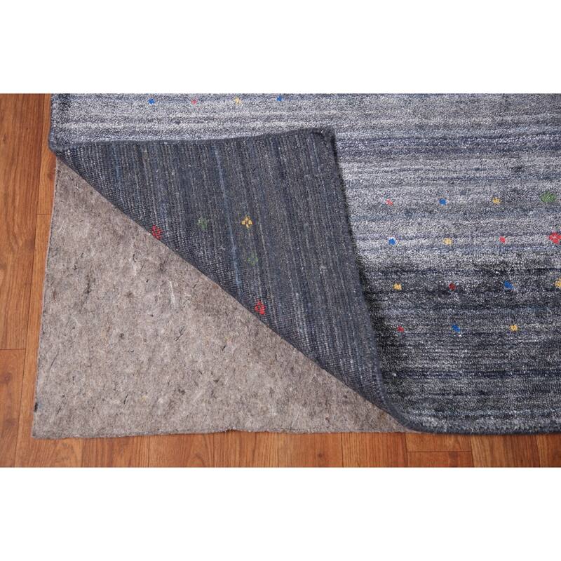 Grays & Blues Gabbeh Oriental Area Rug Handmade Silk Carpet - 7'11" x 9'9"