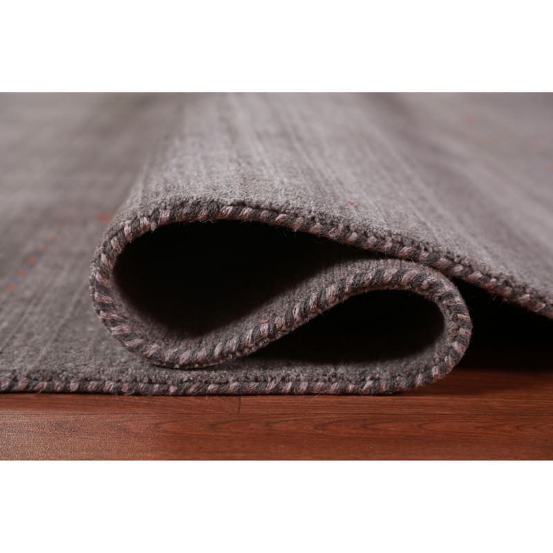 Hand Knotted Oriental 100% Wool Carpet Tribal Tribal Greys & Charcoal Gabbeh Area Rug - 9' 8'' X 7' 11''