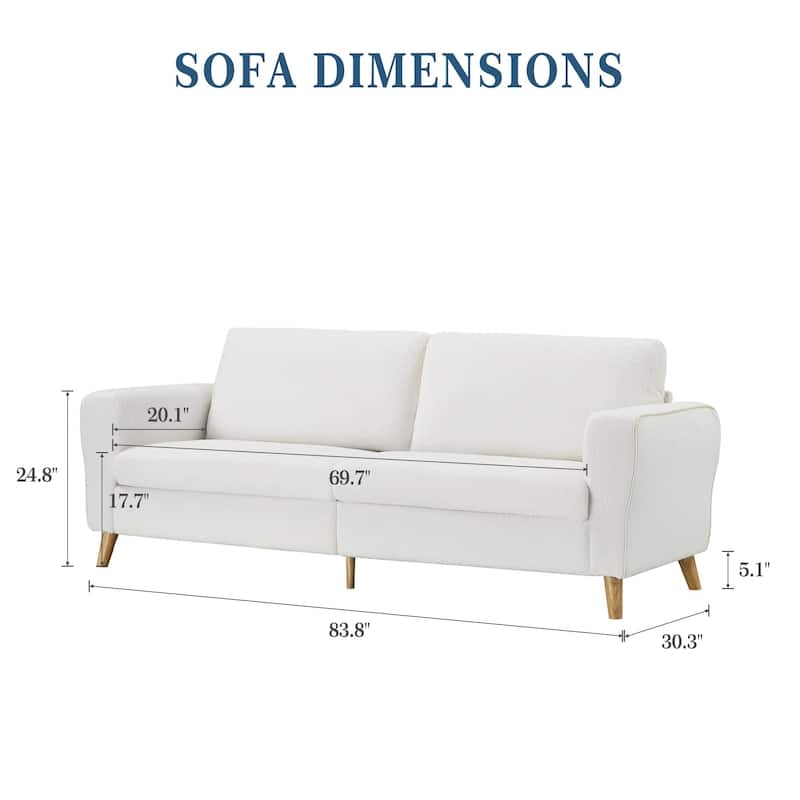 84 inch Sofa Couch, Comfy Loveseat Sofa for Small Spaces, 3 Seater Couch with Deep Seats, Wide Armrests
