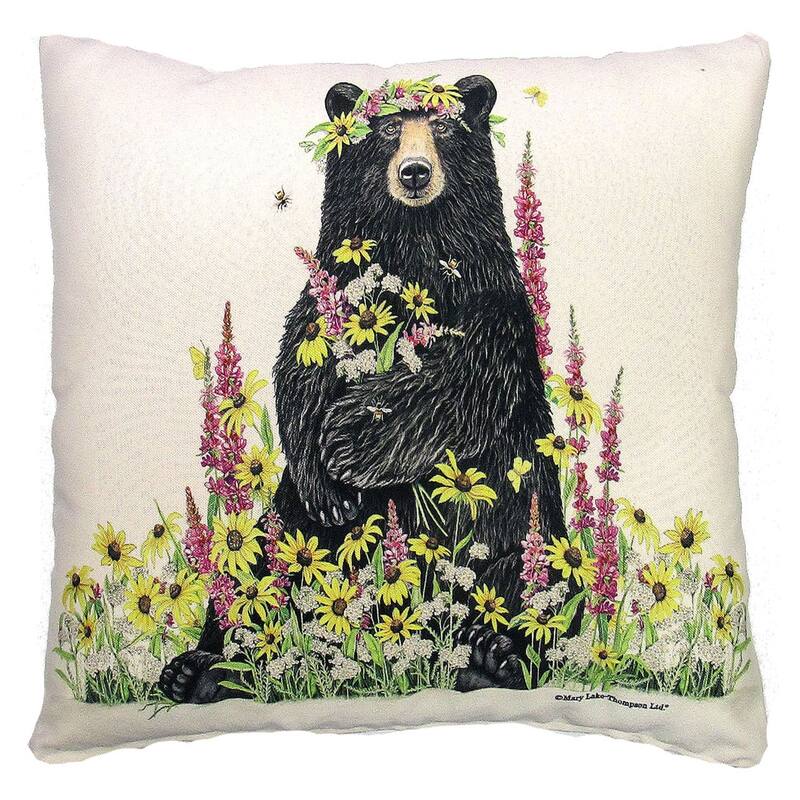 Magnolia Casual Outdoor Pillow Wildflower & Bear 18x18
