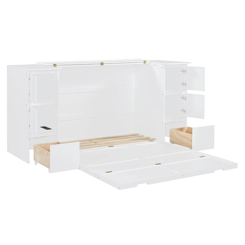 Murphy Bed with Drawers, Cabinets, USB Ports