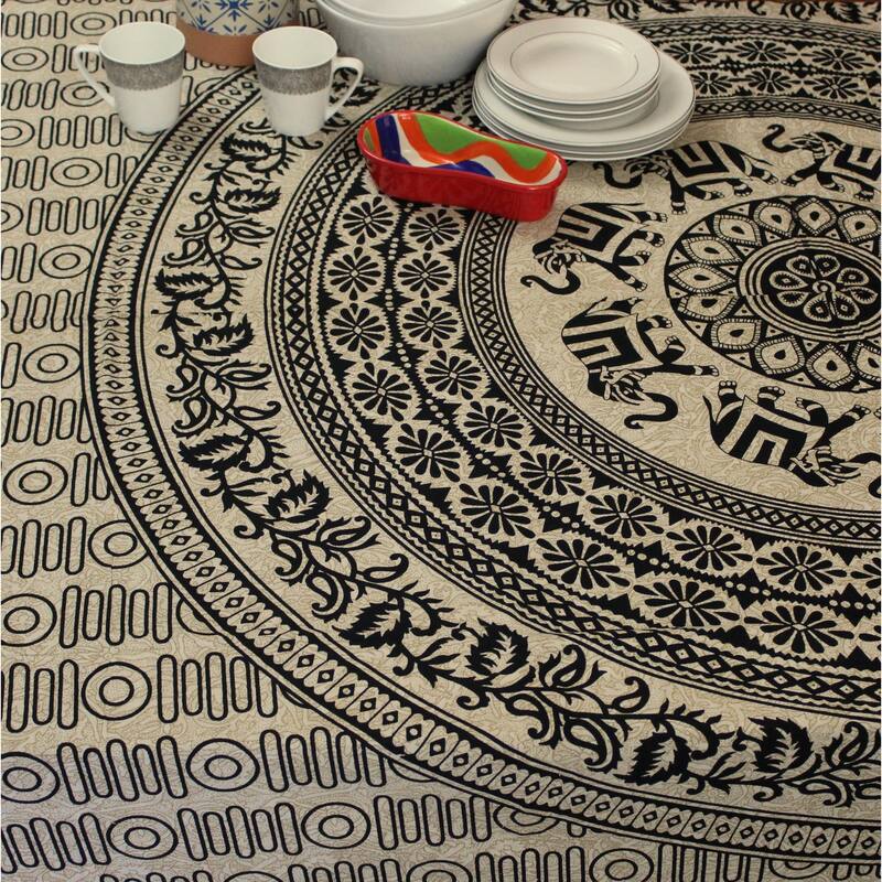 Cotton Elephant Floral Kingdom Tablecloth Rectangle