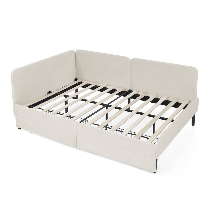 Full Size Upholstered Platform Bed Frame with Drawers
