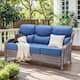 Option Brown Rattan - Blue Cushion