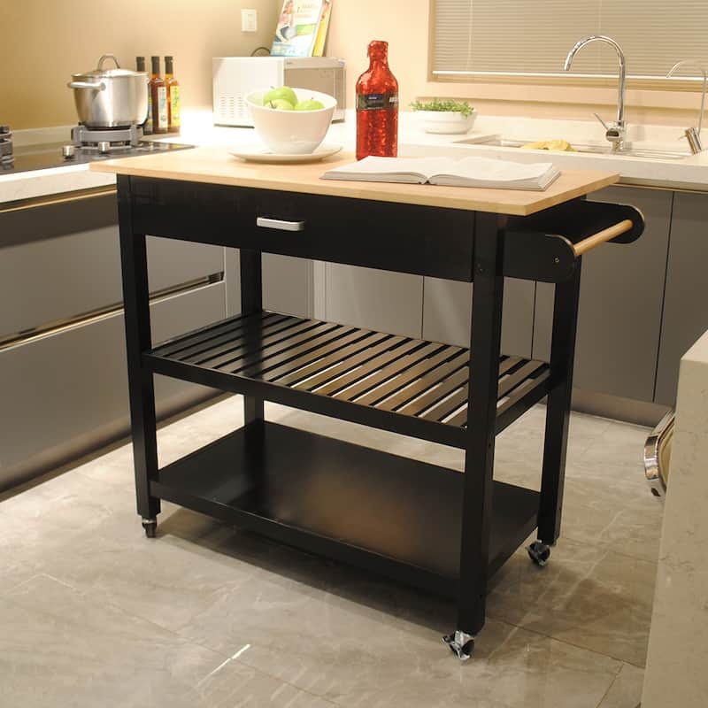 40'' Mobile Kitchen Island & Kitchen Cart,with Two Lockable Wheels