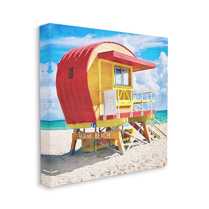 Stupell Miami Beach Hut Canvas Wall Art Design by LSR Design Studio