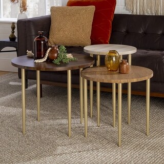3 Piece Modern Round Nesting Coffee Table Set Living Room Accent ...