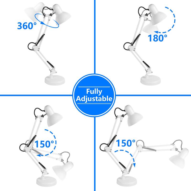 White Metal Swing Arm Desk Lamp for EyeCaring Study Bed Bath & Beyond 39997080