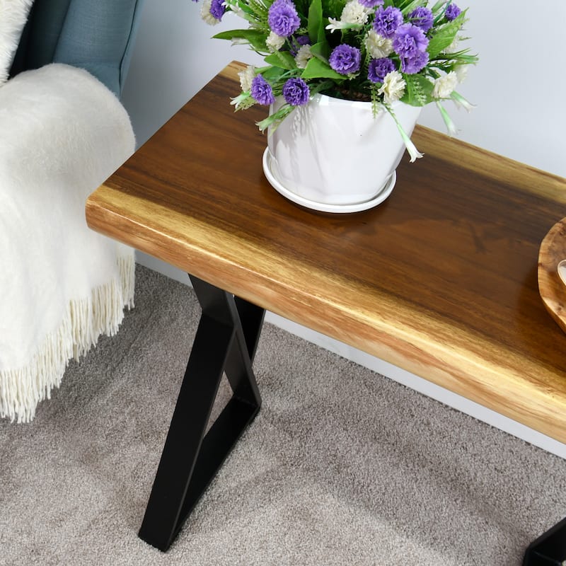 Natural Wood Rectangle Coffee Side Table 31"x14"x26"